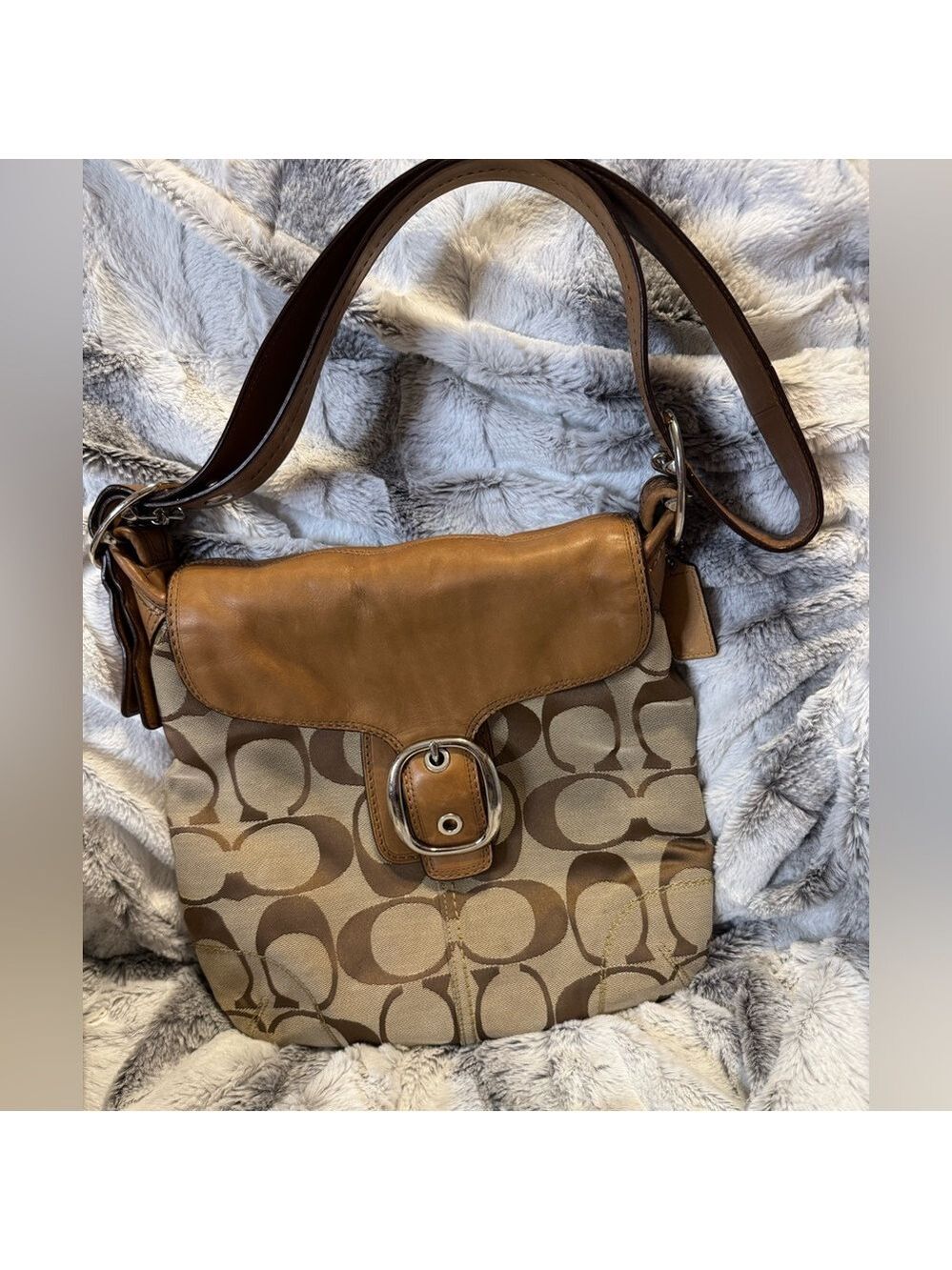 Coach - Signature Canvas Bleecker Flap/Saddle Bag 2009 #13360 EUC Canvas/Leather